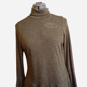 Women's dark green jersey , high low hem dress